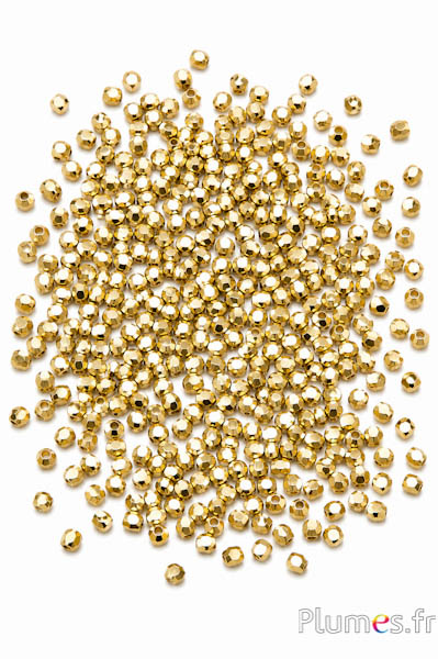 Facettierte Metallperlen - Ø 3 mm - goldfarben